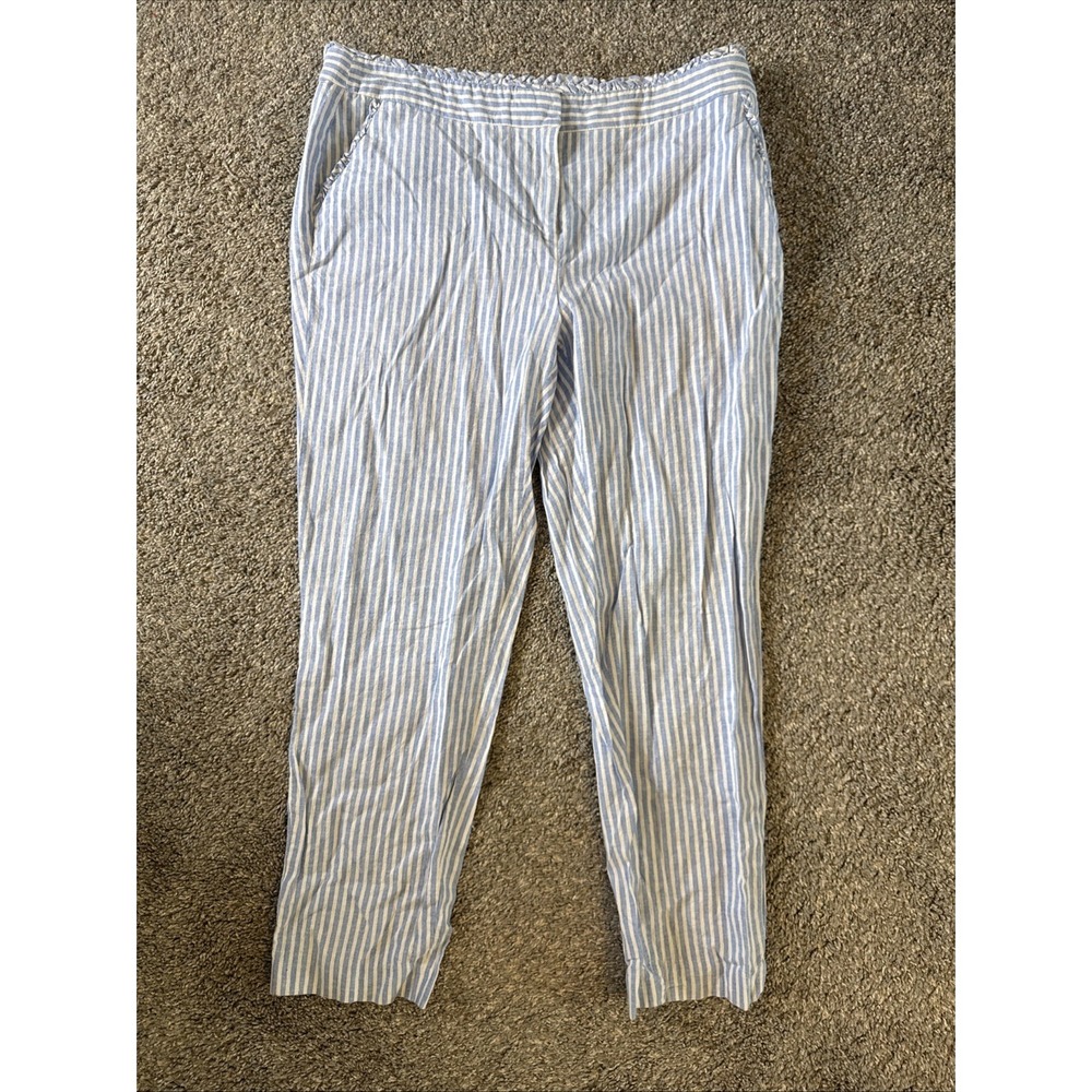 Crown & Ivy Women's Striped Ankle Pants Flat Front Multicolored Regular Size 12
